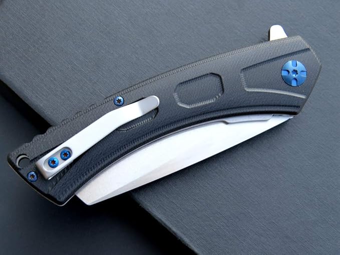 Eafengrow EF931 Pocket Knife D2 Steel Blade Outdoor Tool Knives G10 Handle Pocket Clip EDC Knife for Camping Survival and Outdoor (black)