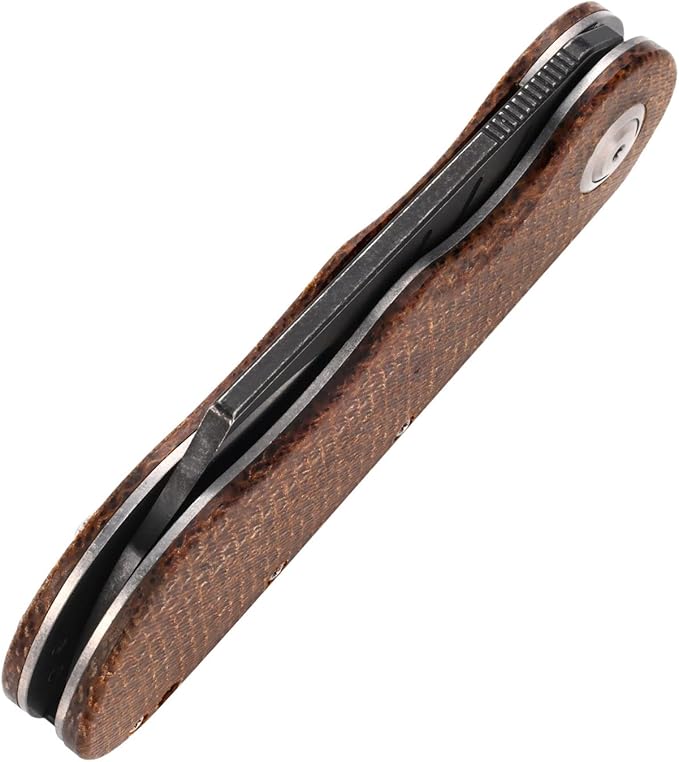 Sitivien ST138 Folding KnifeSandvik 14C28N Stainless SteelMicarta Handle EDC Knife for Outdoor CampingHikingFishing(Brown)