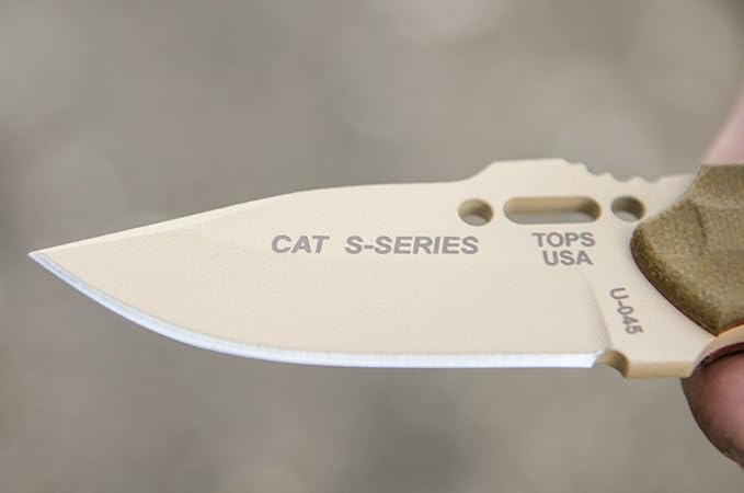 Tops Knives C.A.T. 200 Coyote Tan Fixed Blade Hunters Point 200S-04