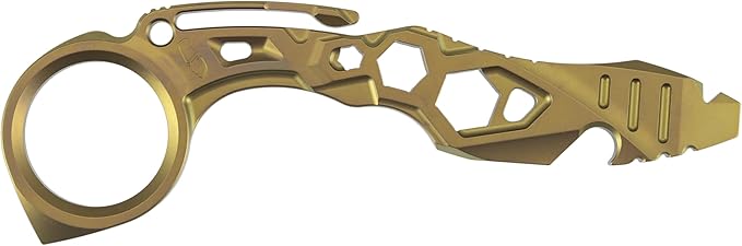 KANSEPT PryMate Golden Anodized Titanium Pry Bar Multitool with Glass Breaker Bottle Opener Hex Bit Pocket Cilp for Your Versatile Companion for Everyday Carry and Camping Accessories G008A8