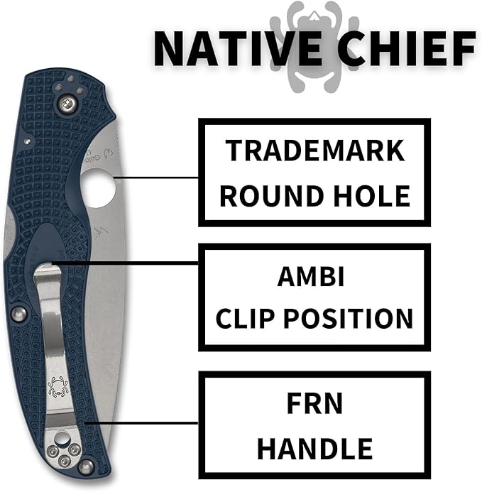 Spyderco Native Chief Lightweight Folding Pocket Knife with 4 CPM SPY27 Steel Blade and FRN Handle - EDC Knife for Men and Women Perfect for Hunting Tactical Camping - PlainEdge - C244PCBL