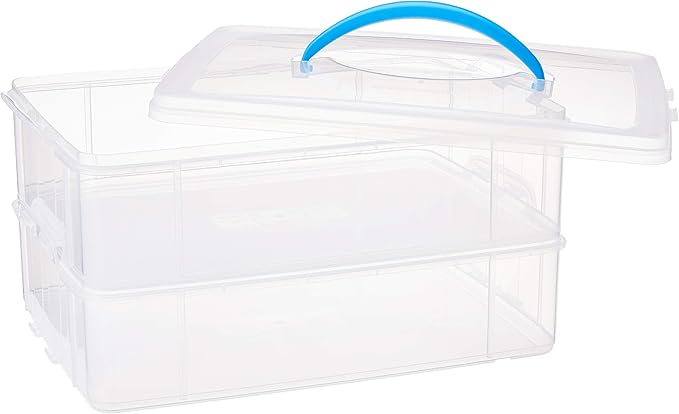 Snapware Snap 'N Stack Portable Storage Bin for Tools and Craft Storage 14.1 x 10.5-Inch Clear BPA-Free Container Tool Box with Stackable Trays Microwave Freezer and Dishwasher Safe
