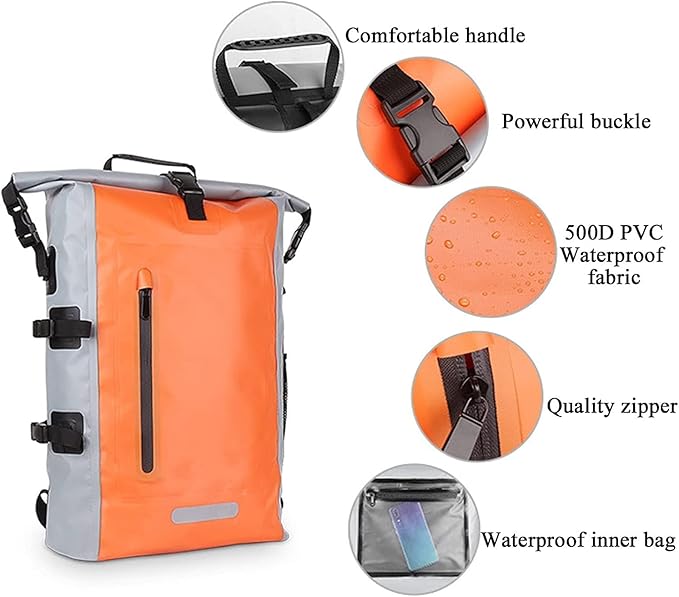 Waterproof Dry Bag Kayaking Backpack 25L Kayak Roll Top Dry Bags Floating Large Dry Sacks Marine Set for Boating