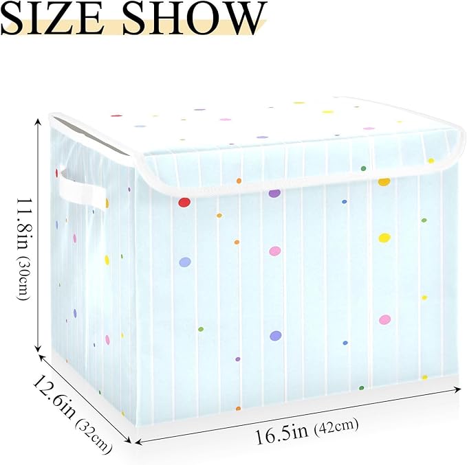 MNSRUU Containers Baskets with Lids Tie Dye Stripes Blue Pattern Fabric Foldable Storage Bins Organizer with Lid Collapsible Storage Boxes for Home Bedroom Closet Office
