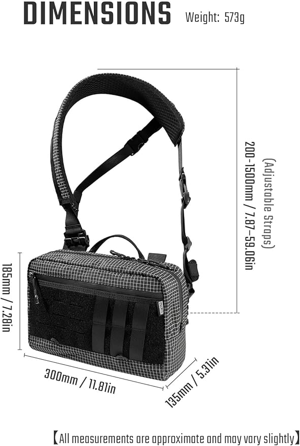 TACTICAL_GEEK L3 Pro EDC Crossbody Bag Chest Bag with Adjustable StrapDaily Carry Sling Pack Large Capacity Daypack Organizer for Camera Drones(T60 Black Silver)
