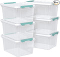 6 Packs Plastic Latch Boxes 20 L Clear Stackable Storage Container Bin with White Lid