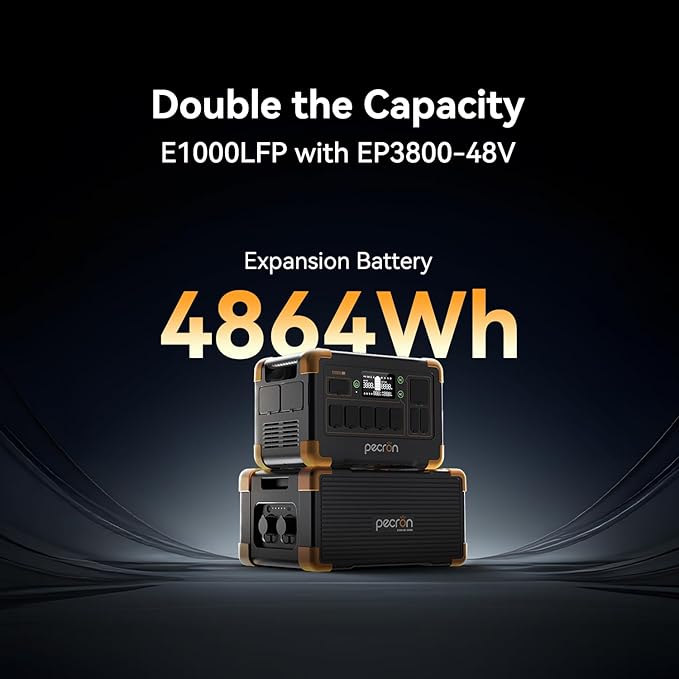 pecron Extra Battery 3840Wh Expand Capacity for E3600LFP/E3800LFP/F3000LFP/E2400LFP/E1500LFP/E1000LFP LiFePO4 Backup Battery