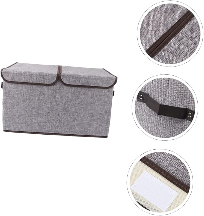 Large Capacity Storage Basket Cotton Linen Storage Box Lid Wardrobe Storage Bin Dividers