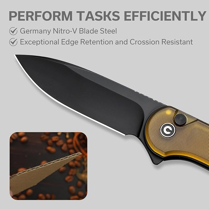 CIVIVI Elementum II Pocket Knife Utility Knife with 2.96 Nitro-V Blade Ultem Handle for Camping Fishing Hunting C18062P-8