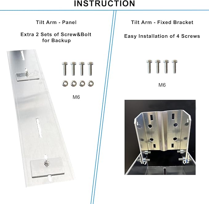 Solar Panel Pole Mount Kit Adjustable Angle Mounting Bracket for 20w 30w 40w 50w Panel 0-90° Tilt Fits Flat Surface or Poles Dia.1.8 - 4 Inches