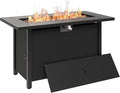 45 inch Propane Fire Pit Table 50000 BTU Outdoor Gas Fire Pit Table with Lid Waterproof Cover Rectangle Gas Firepit Table for Garden/Patio