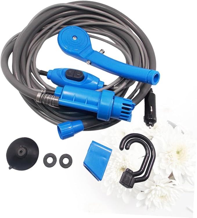 ULTECHNOVO 12v Portable Outdoor Camping Shower Car Charger Pet Car Wash Cable Hose Resistant Hook