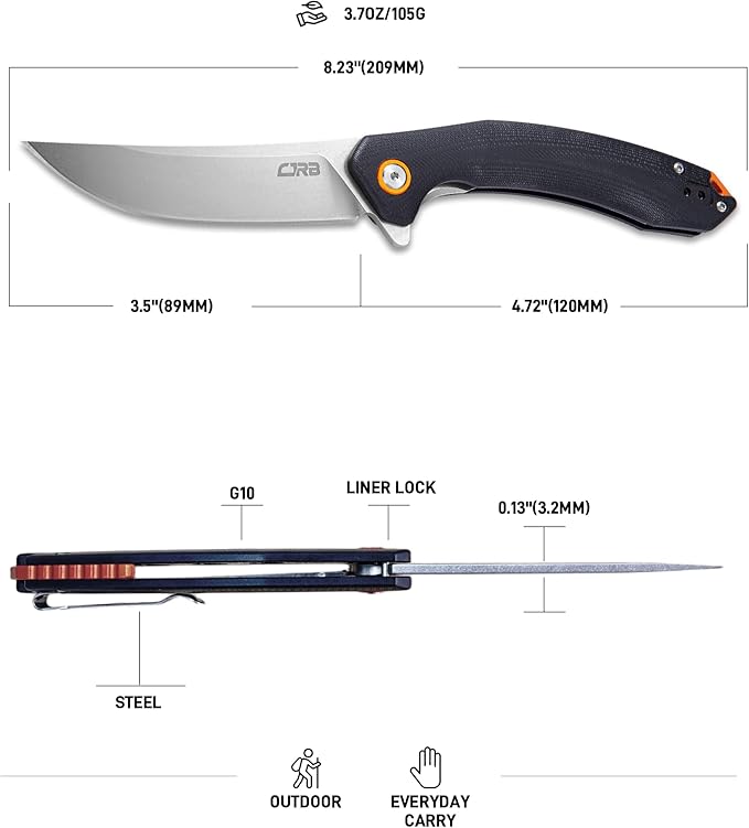 CJRB Folding Knife Gobi (J1906) AR-RPM9 Powder Steel G10 Handle Pocket Knife EDC Knife Black