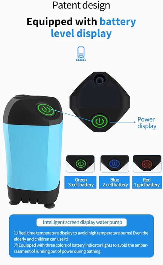 Portable shower unit - Camping shower kit electric shower pump | Detachable handheld shower head compact and lightweight design suitable for outdoor adventures beach cleaning (blue)