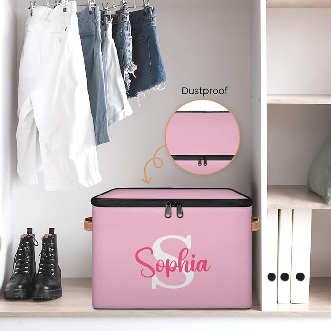 Closet-Storage-Bins with Lids Handle Customized Stackable-Storage-Bin for Kids-Boys-Girls-Toys Cube Collapsibl Laundry Basket Purple
