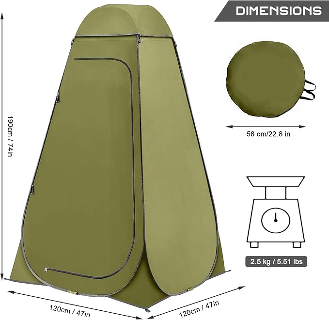 BRIAN &amp DANY Pop Up Shower Tent Portable Privacy Camping Changing Tent Camp Toilet Bathroom Pod with Rain Shelter &amp Windows UPF 50+ &amp Waterproof 47.2 x 47.2 x 74.8