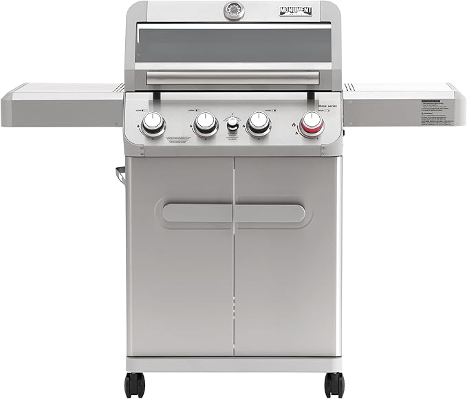 Monument Grills 4 Burner Propane Gas Grill Stainless Steel Outdoor Patio Barbecue Grill with Broil Zone Fast Heating Knob Control and Easy Cleanup M410MBZ