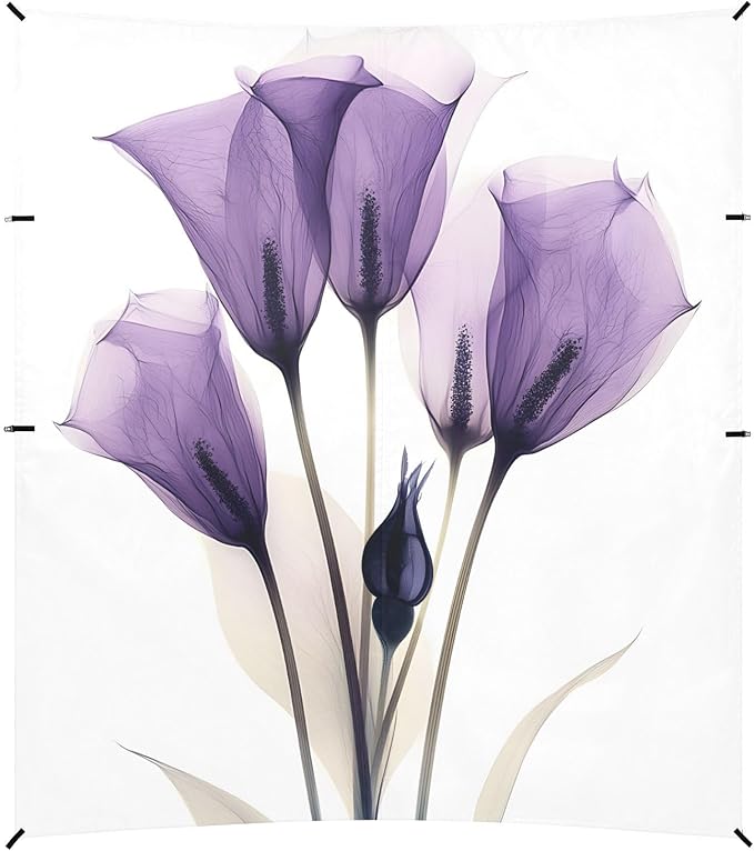 ALAZA Transparent Calla Lily Flowers Beach Tent Sun Shelter UPF50+ Protection Beach Shade Canopy w/ 4 Sandbags for Outdoor Camping Fishing Backyard Fun Picnic 10x9 ft