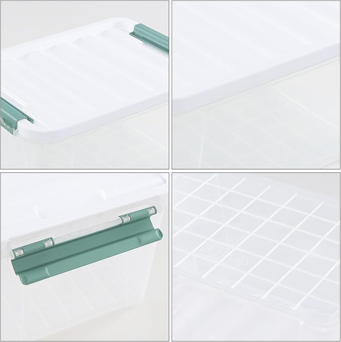 20 Quart Clear Latching Boxes Plastic Storage Bins with Lids Set of 6