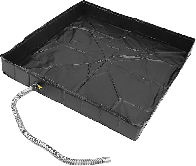 Luocute Upgraded Portable Shower Pan 41 X 41 X 6 Inches with 1m Drain Pipe Foldable Camping Shower Base Floor with Retaining Rings for Camping RV Outdoor Indoor