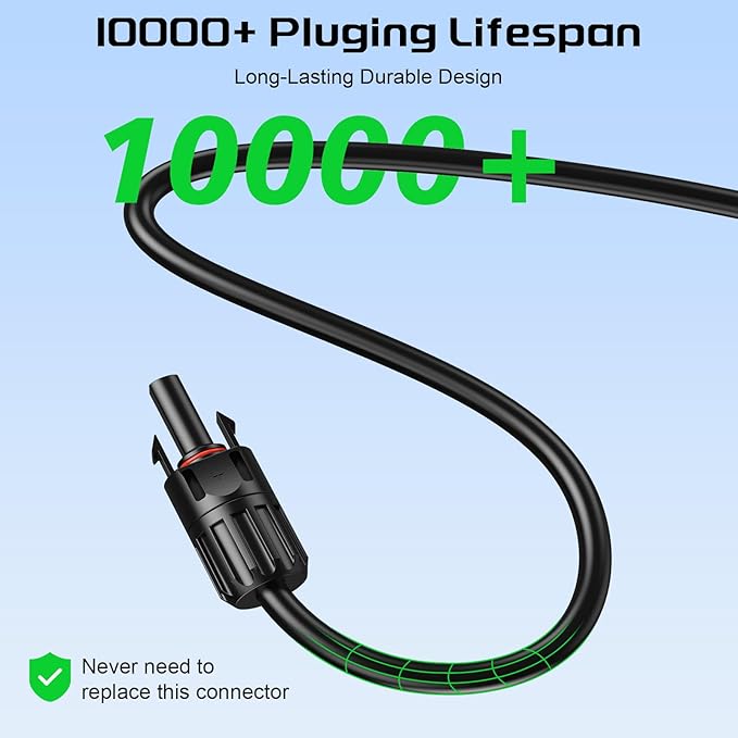 Bateria Power Y-Branch Solar Connectors 21FT 10AWG Extension Cable Solar Cable Parallel Adaptor Solar Panel Wire in Pair with Female and Male Connectors for Solar Panel (1*M/FF+1*F/MM)