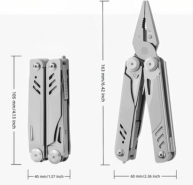 Multitool 15-in-1 Full-Size Lightweight EDC Multi-Purpose Pliers Folding Knife Camping Knives &amp Tools Men Gift Ideas Gifts for Hunters Men who have EverythingOutdoor Survival Gear (silver