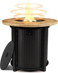 30 Inch Round Propane Fire Pit Table50000 BTU Iron Gas Fire Pit with LidIgnition Systemsw/Glass Stones and Rain CoverOutdoor Firepit Table for Patio &amp Deck