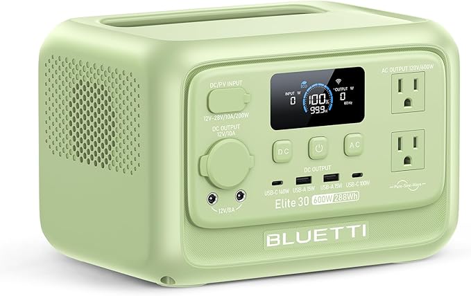 BLUETTI Elite 30 V2 Portable Power Station 288Wh LiFePO4 Battery with 600W AC Outlet (Power Lifting 1500W) Fast Charge Solar Generator UPS Backup Power for Camping Road Tours Outage Adventure