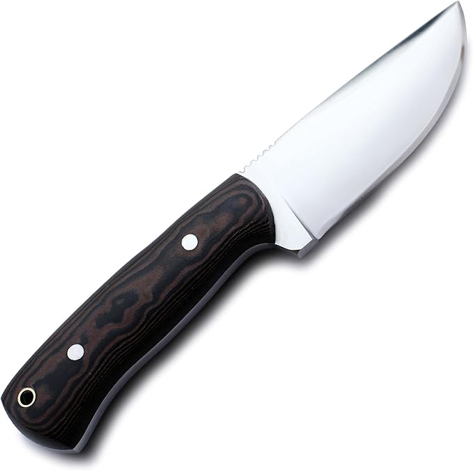 GCS Handmade D2 Tool Steel Machete Tactical Survival Hunting Knife with Micarta Handle Leather Sheath and Sharpening Stone - GCS113