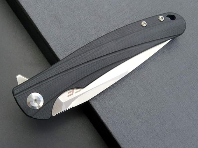 Eafengrow EF957 Folding Knife D2 Steel Blade G10 Handle with Pocket Clip Reliable Locking Mechanism EDC Flipper Knife for Camping Hiking(Black)