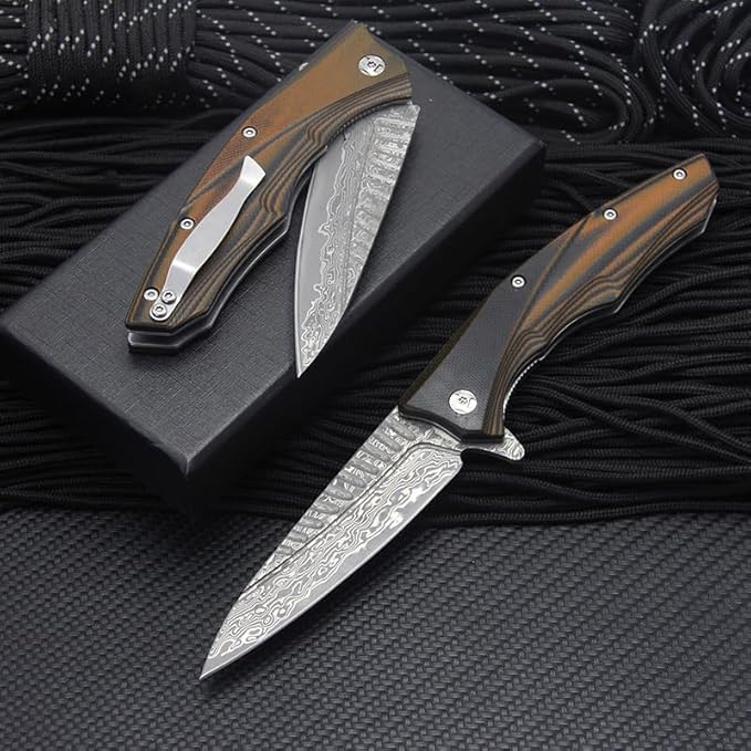 High Hardness VG10 Damascus Navaja Folding Knife Portable Outdoor Survival Fold Knives Wilderness Survival Camping Pocket Knife