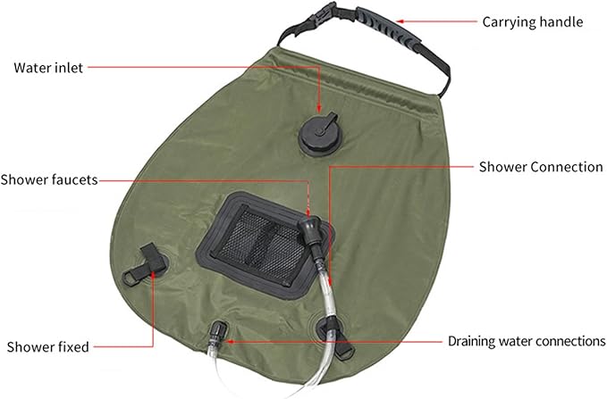 Solar Camping Portable Shower Bag with Solar Heating for Outdoor Camping Hiking Beach