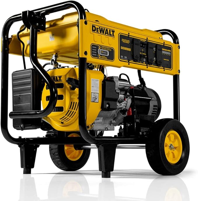 DeWalt 10000 Starting Watt Portable Gas Generator Electric Start with Battery 420cc Engine Smart Runtime Wattage Meters CO Protect Idle Control Home Backup Emergency Jobsite Power 49 State