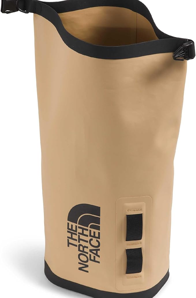 The North Face Base Camp Dry Bag - Roll-Top Waterproof Stuff Sack Ideal for Camping Gear &amp Kayak Accessories Khaki Stone/TNF Black 8 Liters