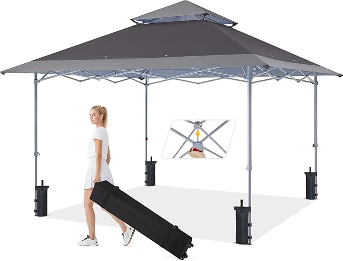 MASTERCANOPY 13x13 Pop-Up Canopy Tent Instant Shelter Outdoor Canopy with Wheeled Bag Gray