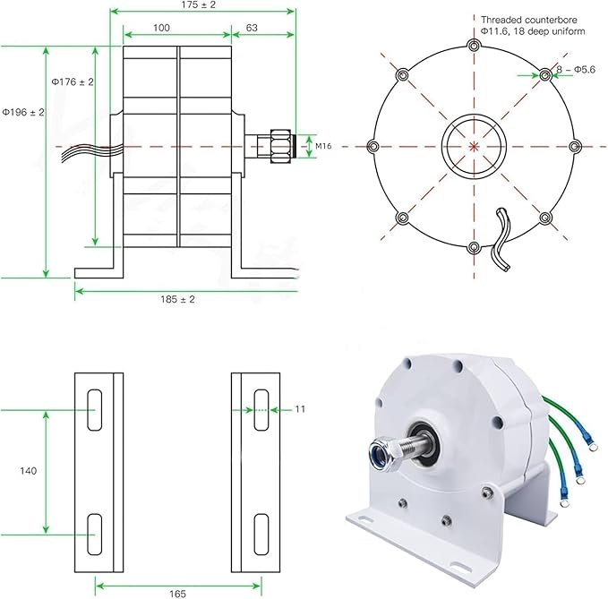 12000W low rpm permanent magnet generator 3 Phase Gearless Permanent Magnet AC Alternator Water Wind Turbine Generator With RectifierWind turbine with rectifier (120 Volts)