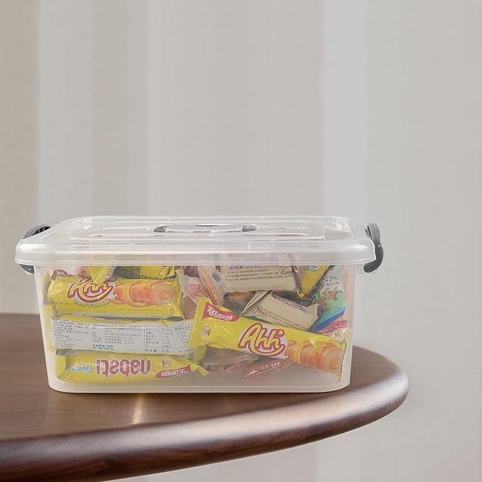 Hespama 2 Packs Small Plastic Storage Bin 8 Quart Clear Latching Boxes with Lid