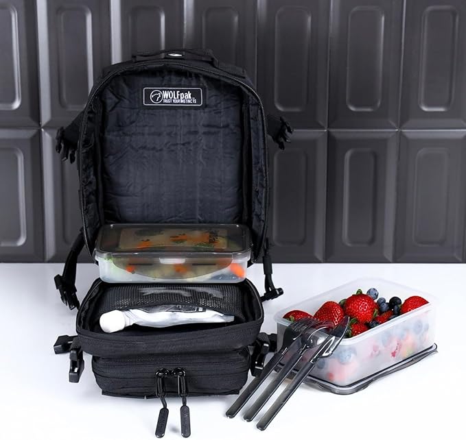 WOLFpak 9L Mini Meal Prep Management Backpack (Alpha Black) Lunch Box Cooler Travel Insulated Bag Daypack