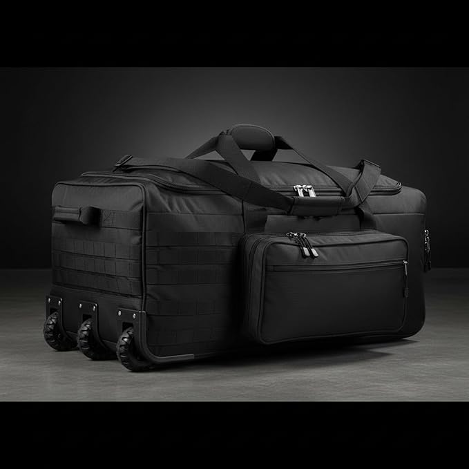 Code Alpha Mini Monster Wheeled Deployment Bag Black – Rolling Tactical Gear Bag with Dividers &amp Backpack Carry