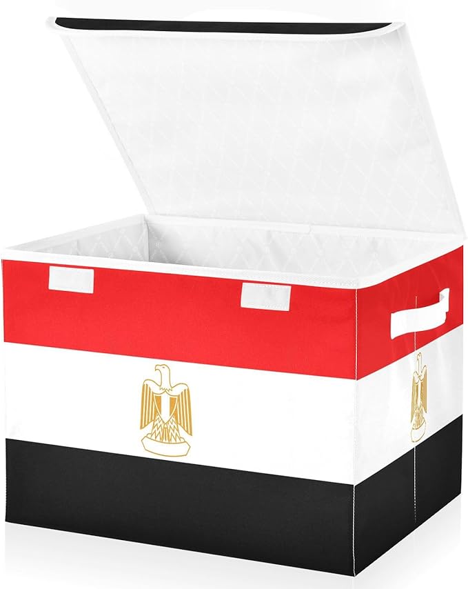 Egypt Flag Egyptian Red and Black Storage Containers with Lids Foldable Blanket Storage Closet Storage Bins for School