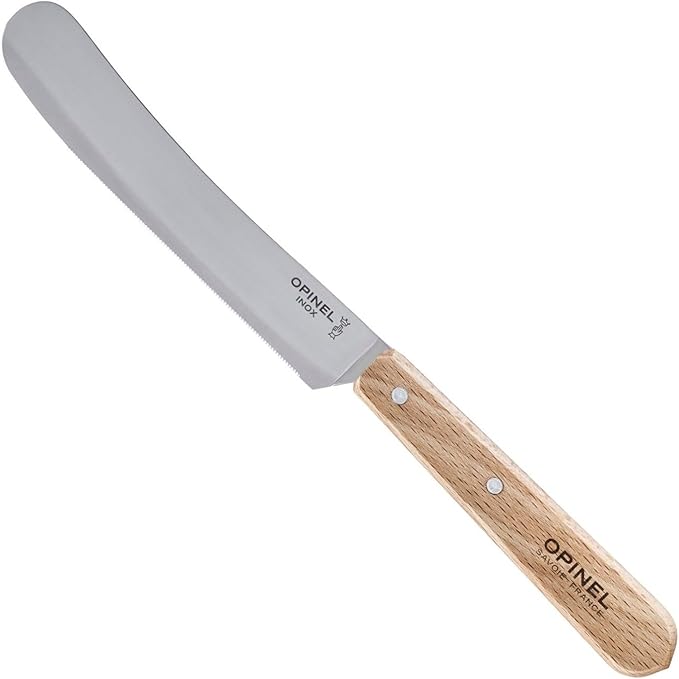 Opinel Brunch Knife - Multi-Use Spreading Micro-Serrated Rounded Blade Made in France (Natural)