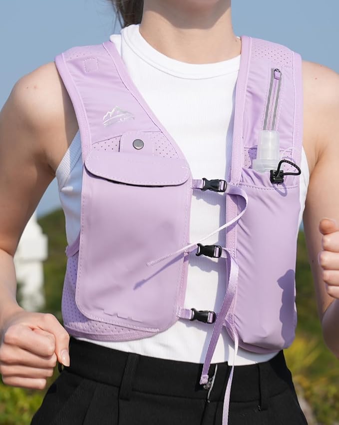 Zelvot Running Vest for Women Men USA Original Patent Adjustable Chest Straps Running Hydration Vest with 500ml Soft Flask Lightweight Reflective Hydration Backpack for Marathon