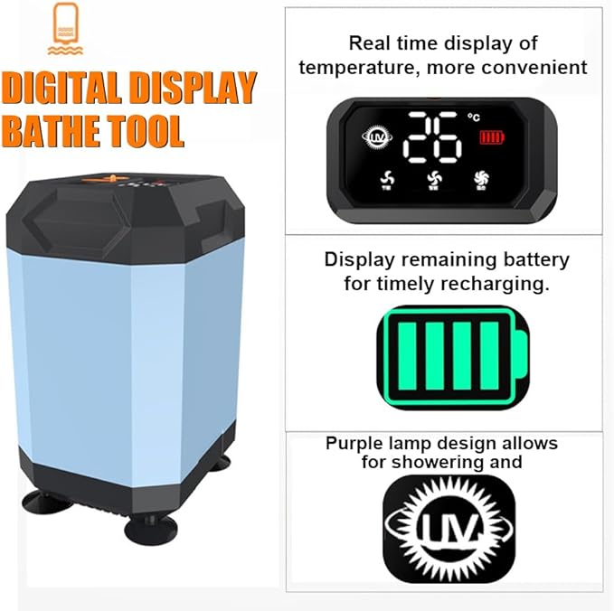 TARSHYRY Shower Pump Portable Rechargeable Real Time Display High Water Pressure for Outdoor Camping Traveling Hiking with USB Rechargeable Design