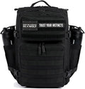 WOLFpak 35L Tactical Gym Backpack (Alpha Black) Durable 1000D Waterproof Oxford Material with MOLLE Webbing Laptop Pocket &amp Dual Cup Holders Durable Fitness/Travel/Military Daypack