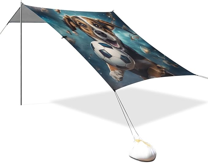 ALAZA Funny Dog Nebula Football Beach Tent Sun Shelter Portable Canopy Sunshade for Outdoor Camping Picnics Backyard Fun 10x9 ft