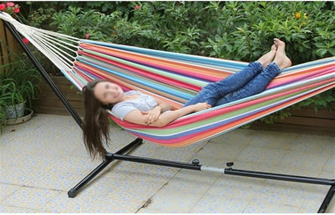 Portable Hammock Ultralight Camping Canvas Portable Hammock Rainbow Outdoor Leisure Hammocks for Backpacking Beach