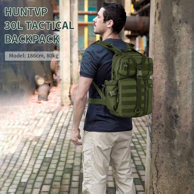 HUNTVP Miltec 30L Military Backpack Men's Tactical Sports Backpack 30 Litres for Travel Trekking Cycling Outdoor Camping Hiking