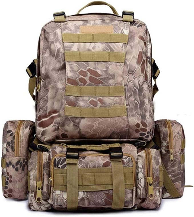 Outdoor Sports Pack Hiking Bag Tactical Rucksack Camo Knapsack Combat Camouflage Molle 55L Tactical Backpack - Nomad
