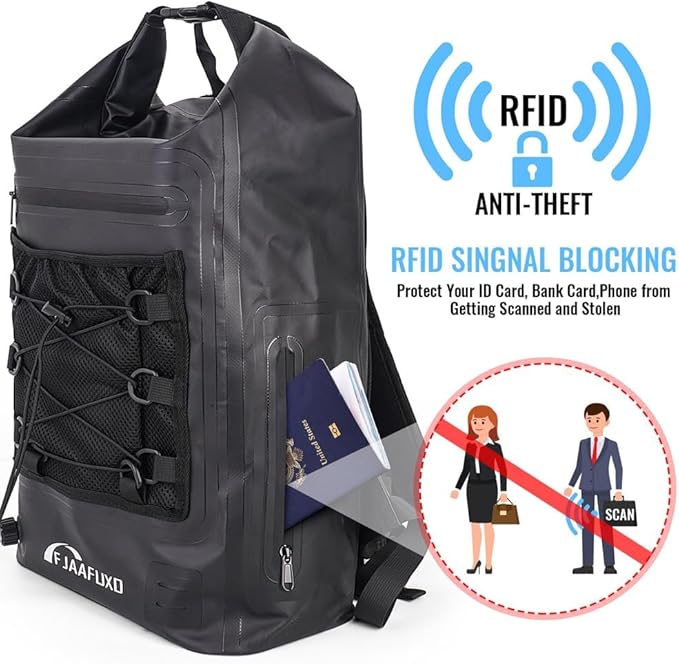 Faraday Travel Backpack Dry bag - EMP Proof Military Grade 30L Sports Outdoor Bag - Waterproof RFID Signal Blocking Protect Against Tracking Spying &amp Hackings for Travel/Work