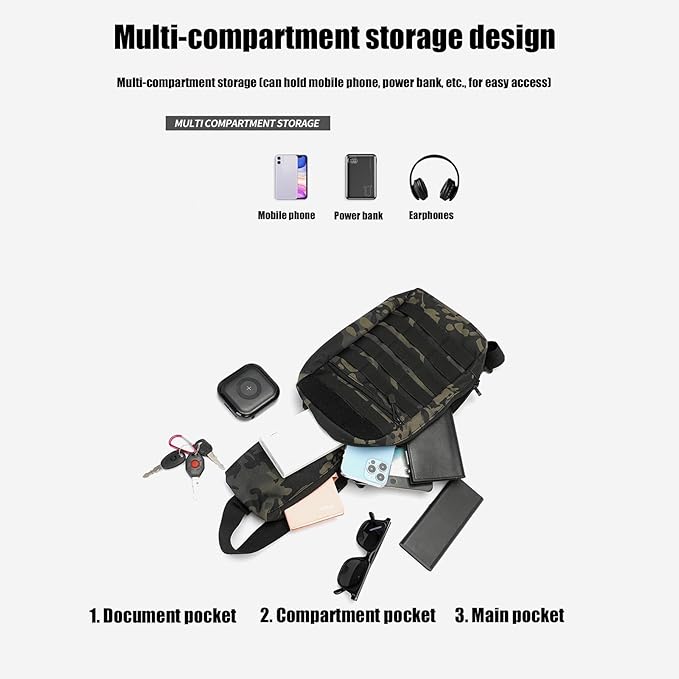Outdoor Camping Chest Bag for Men Adjustable Military EDC Molle Backpack for Traveling Cycling Sports Climbing Hiking